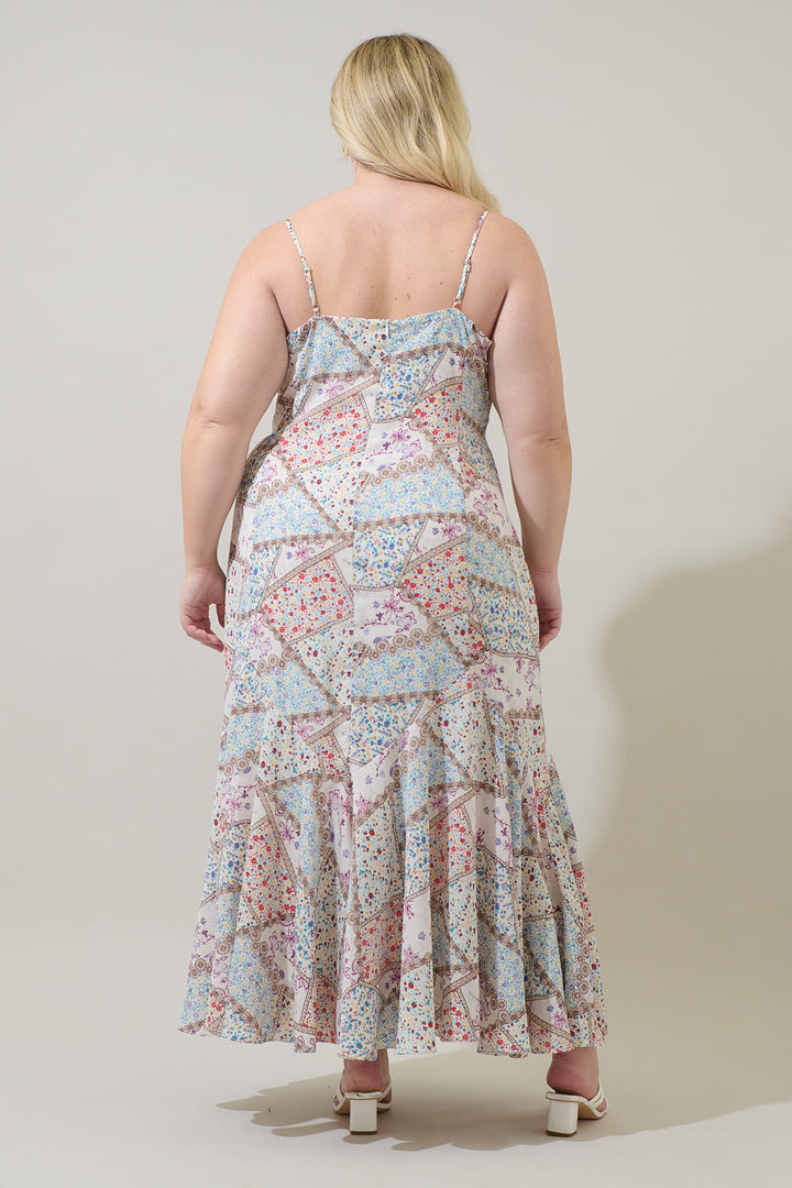 Minzi Floral Hagny Pleated Midi Dress Curve