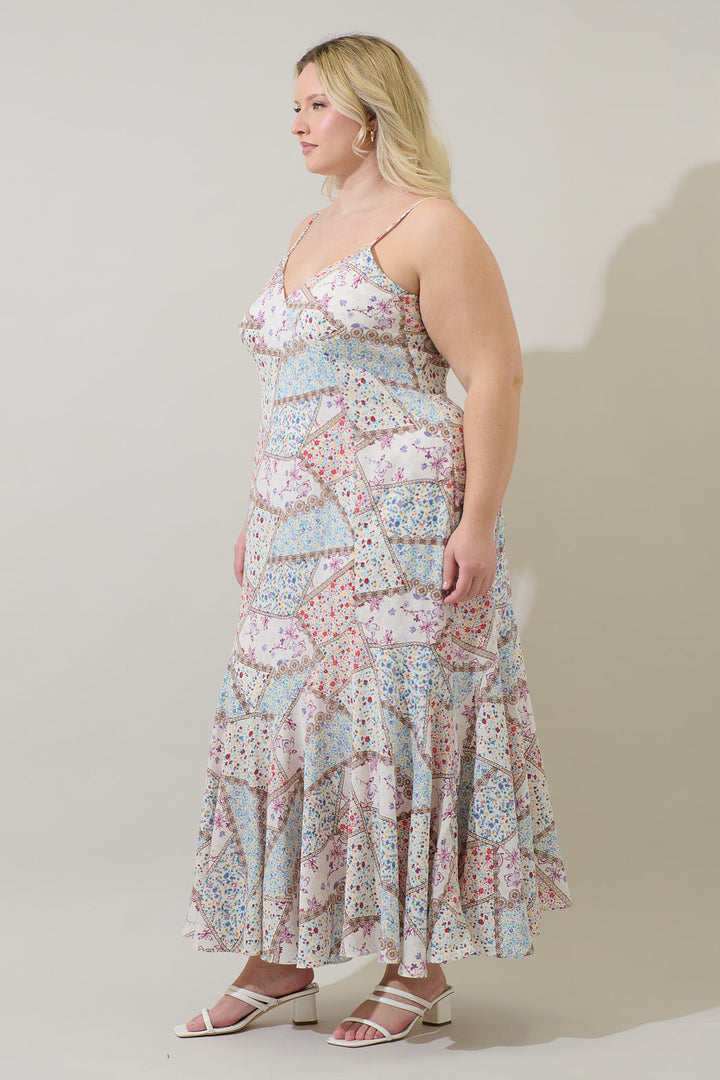 Minzi Floral Hagny Pleated Midi Dress Curve