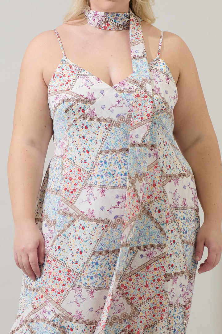 Minzi Floral Hagny Pleated Midi Dress Curve