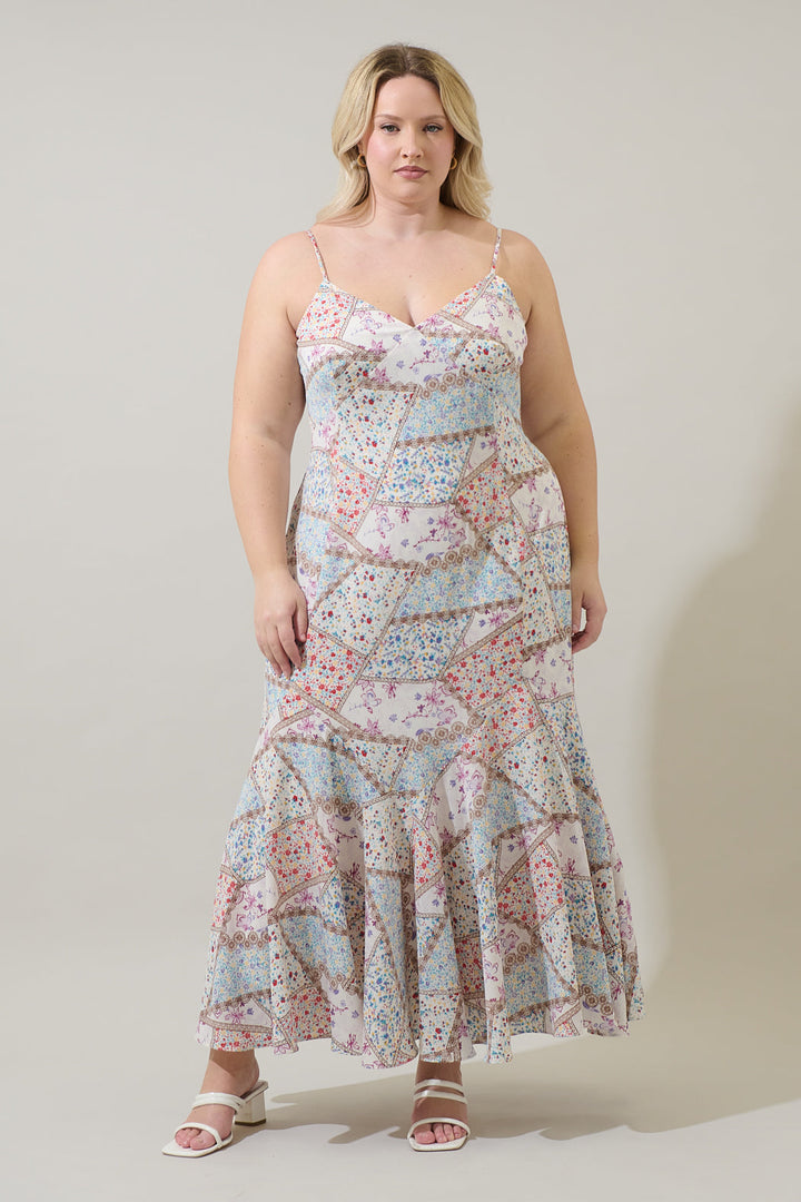 Minzi Floral Hagny Pleated Midi Dress Curve