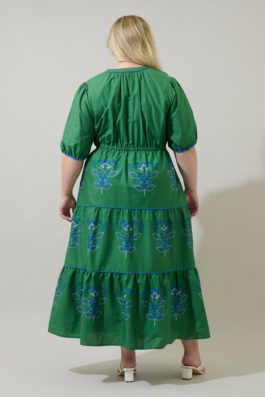 Meridy Floral Vonie Tiered Midi Dress Curve