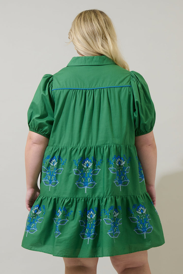 Meridy Floral Burie Tiered Mini Dress Curve