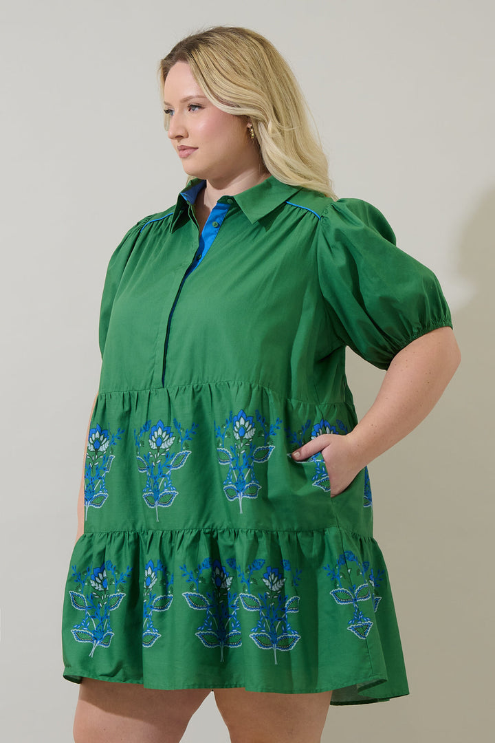 Meridy Floral Burie Tiered Mini Dress Curve