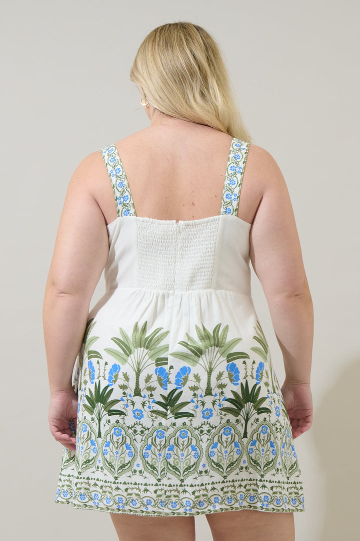 Senara Floral Sally Smocked Mini Dress Curve