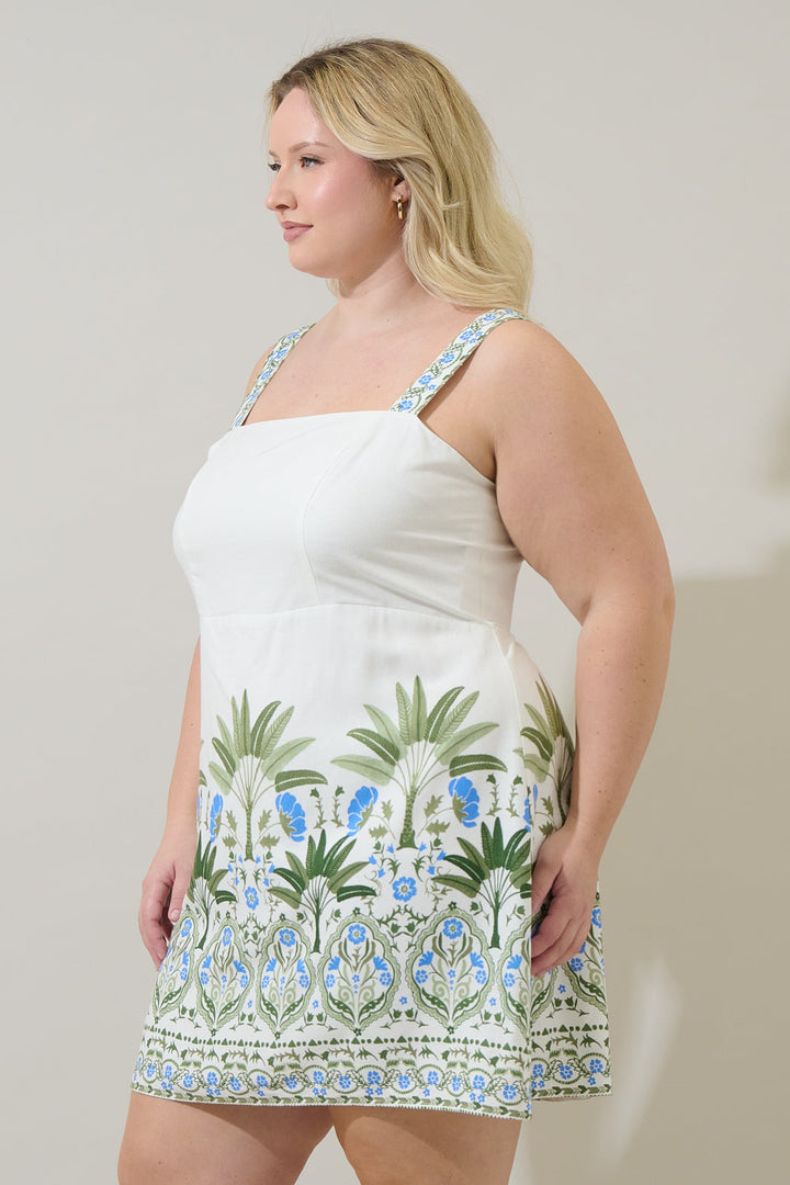 Senara Floral Sally Smocked Mini Dress Curve