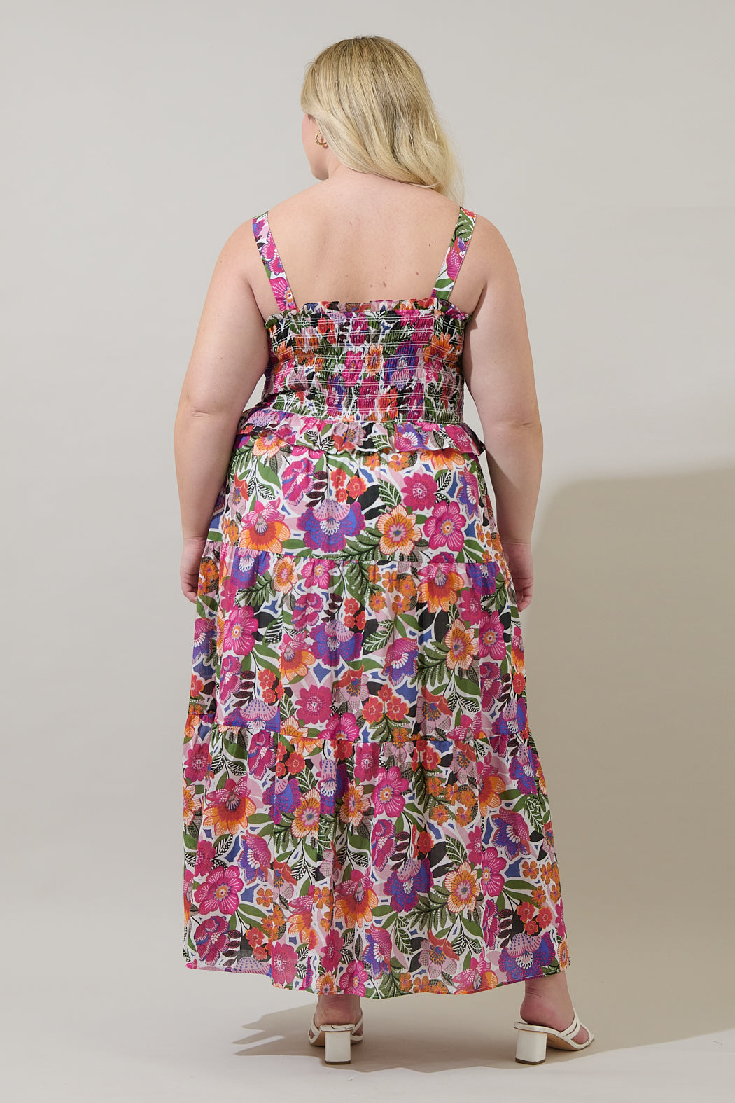 Rendal Floral Lindsy Smocked Maxi Dress Curve