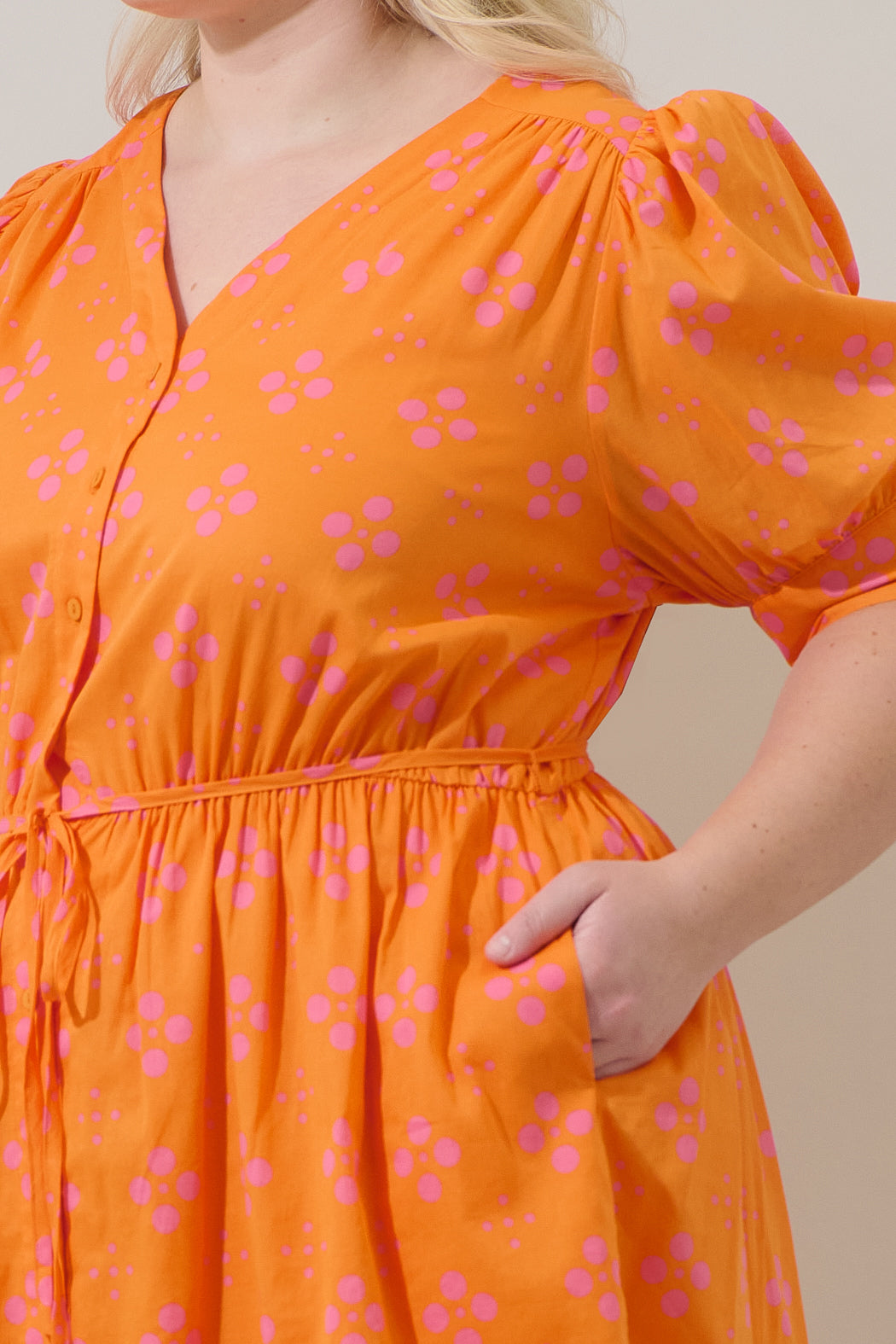 Donna Dot Elanie Button Down Mini Dress Curve