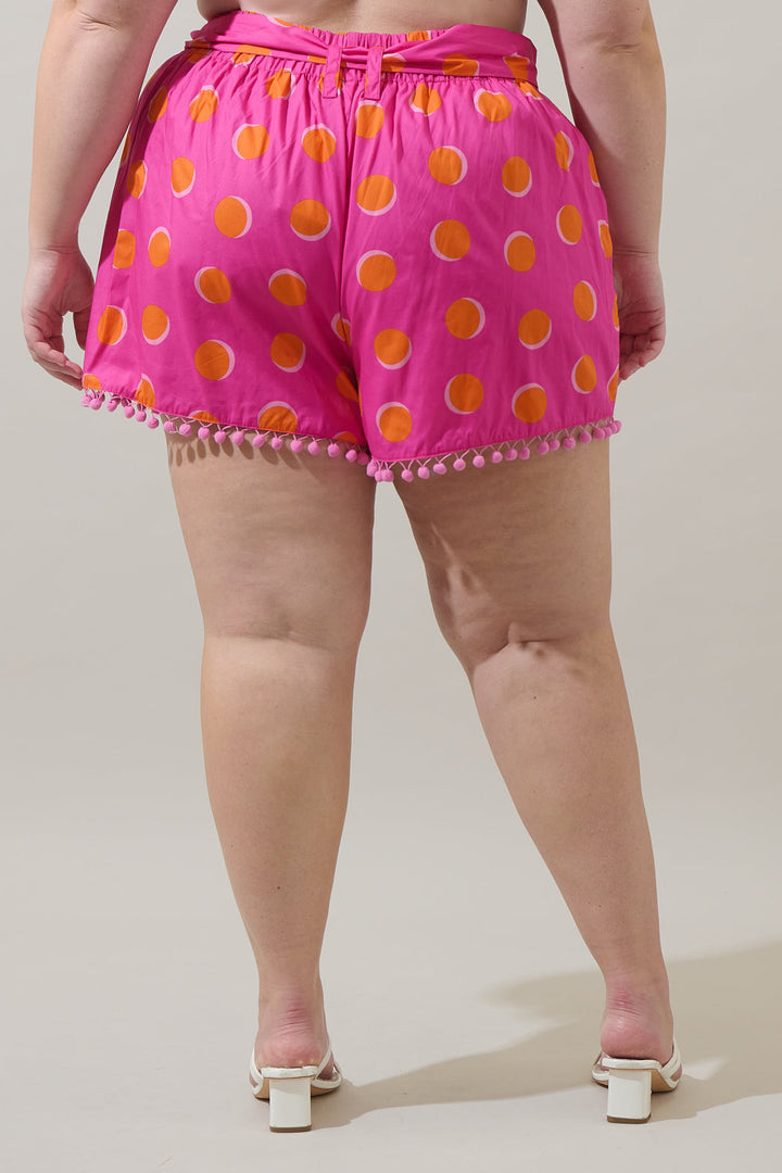 Rosy Polka Dot Zaferia Bermuda Shorts Curve