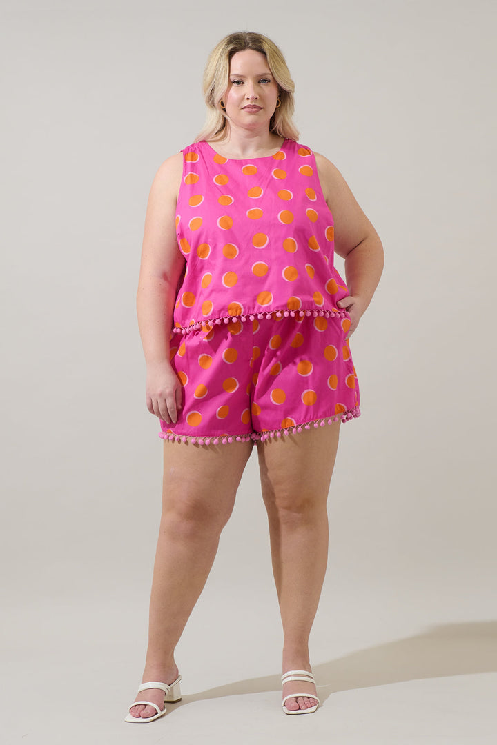 Rosy Polka Dot Zaferia Bermuda Shorts Curve