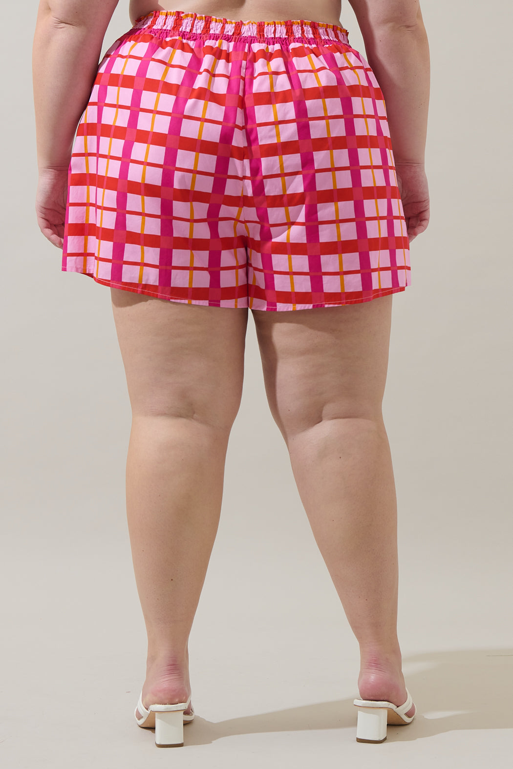 Darvy Checker High Waisted Kiera Shorts Curve