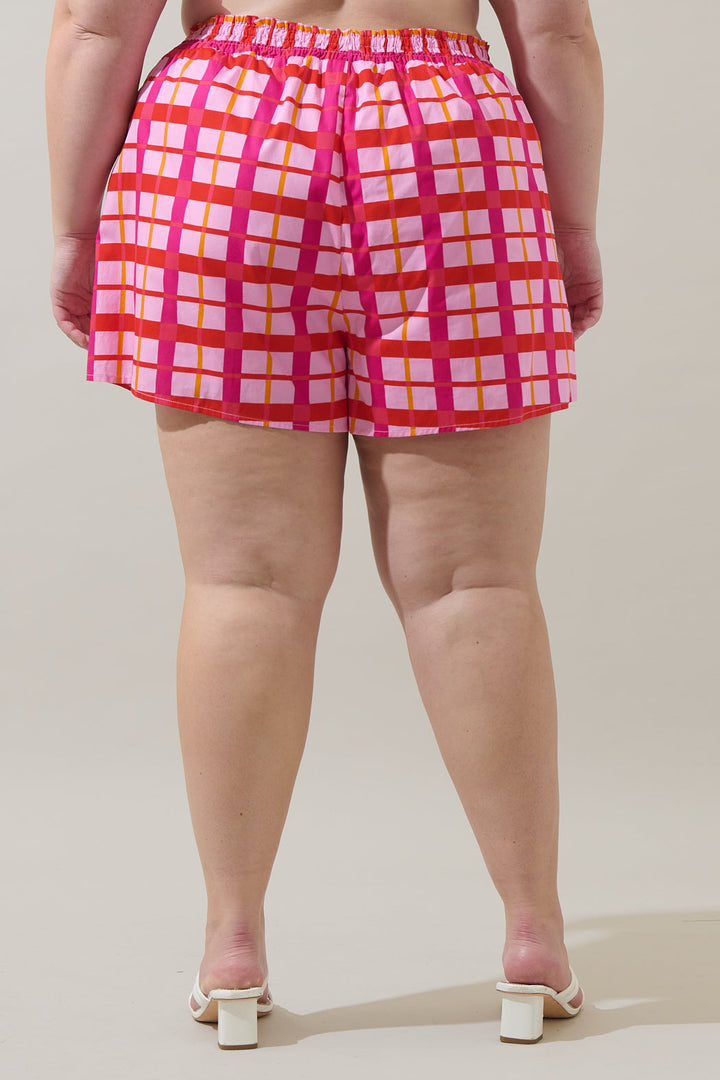 Darvy Checker High Waisted Kiera Shorts Curve