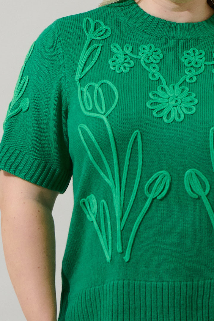 Winsley Floral Embroidered Sweater Top Curve