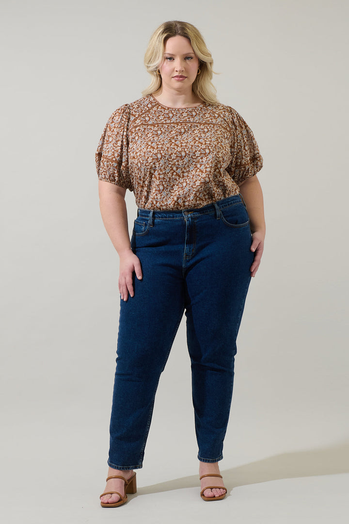 Ramsey Ditsy Mawlin Puff Sleeve Blouse Curve