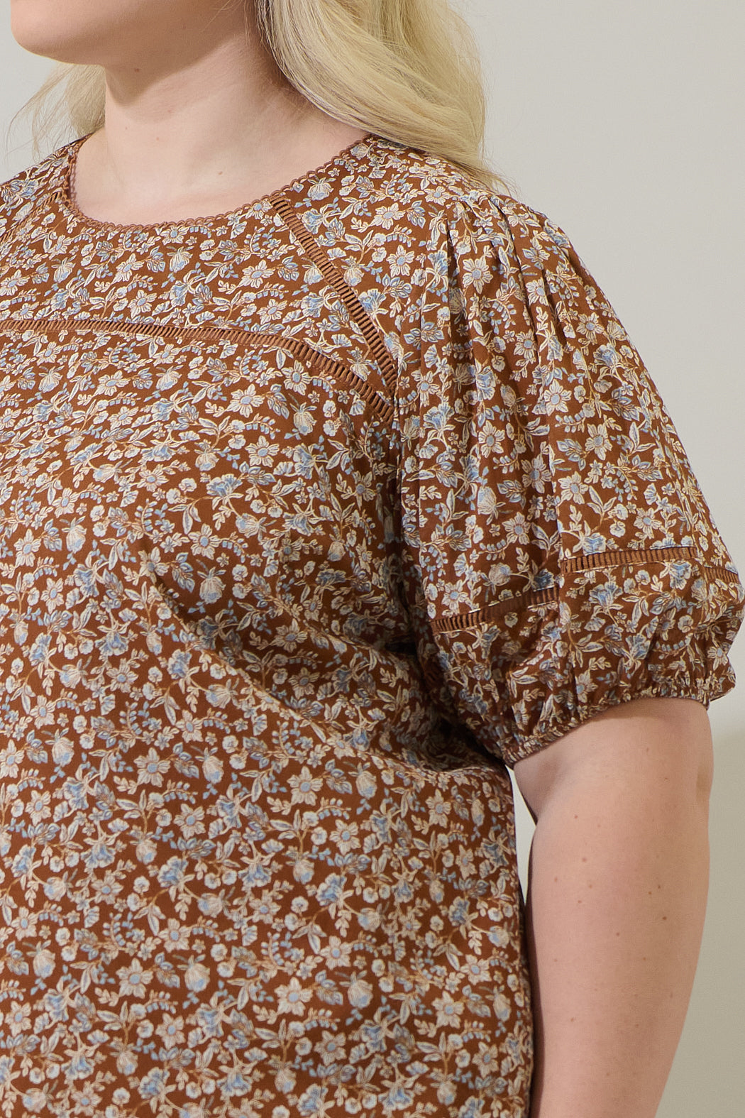 Ramsey Ditsy Mawlin Puff Sleeve Blouse Curve