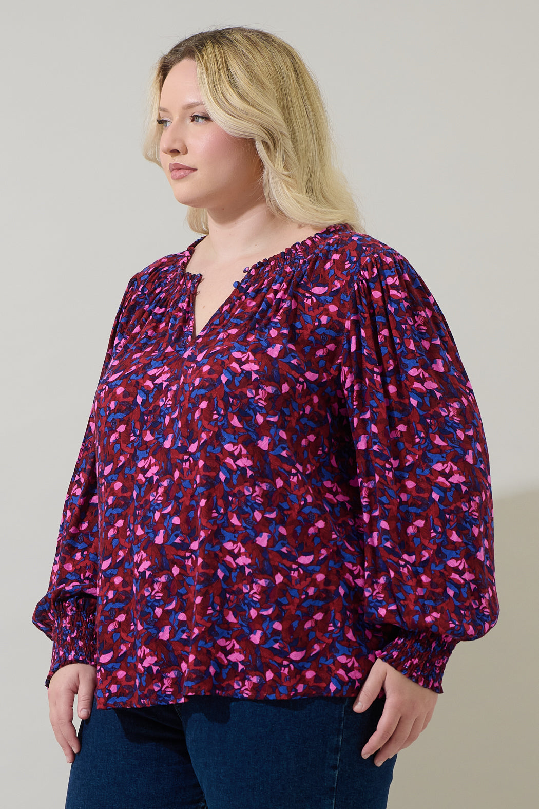 Turma Abstract Jania Smock Trim Top Curve