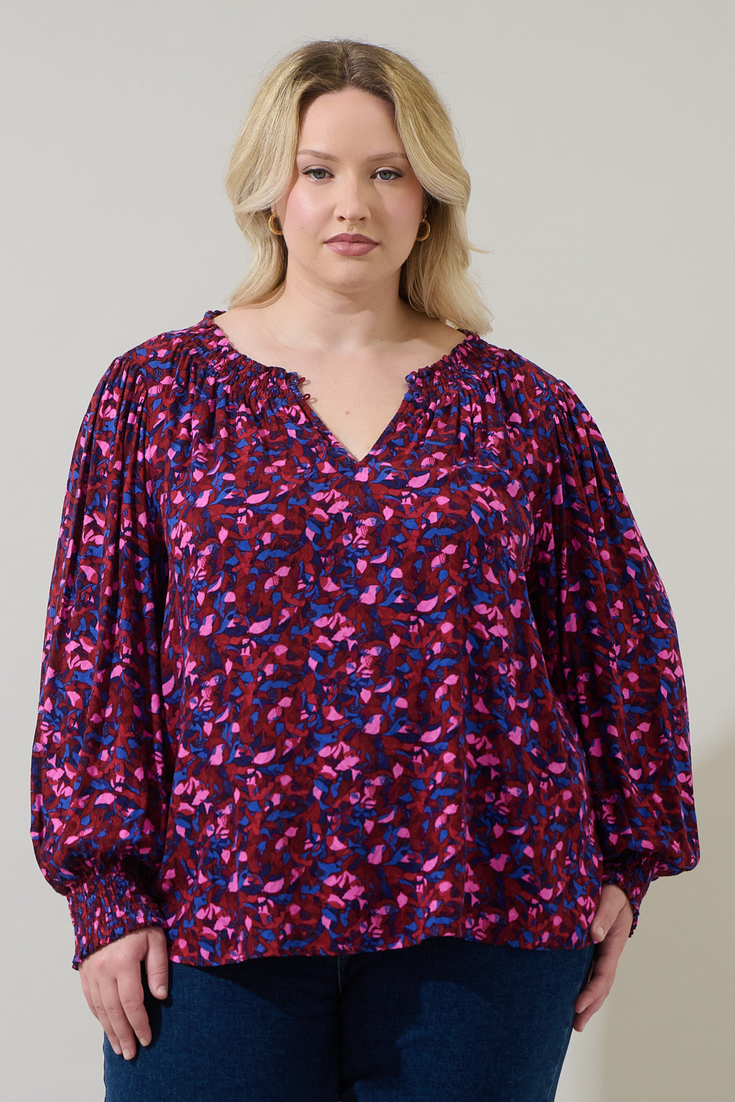 Turma Abstract Jania Smock Trim Top Curve