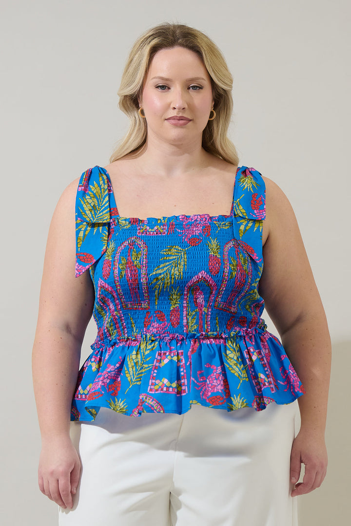 Bally Tropical Cazz Smocked Top Curve