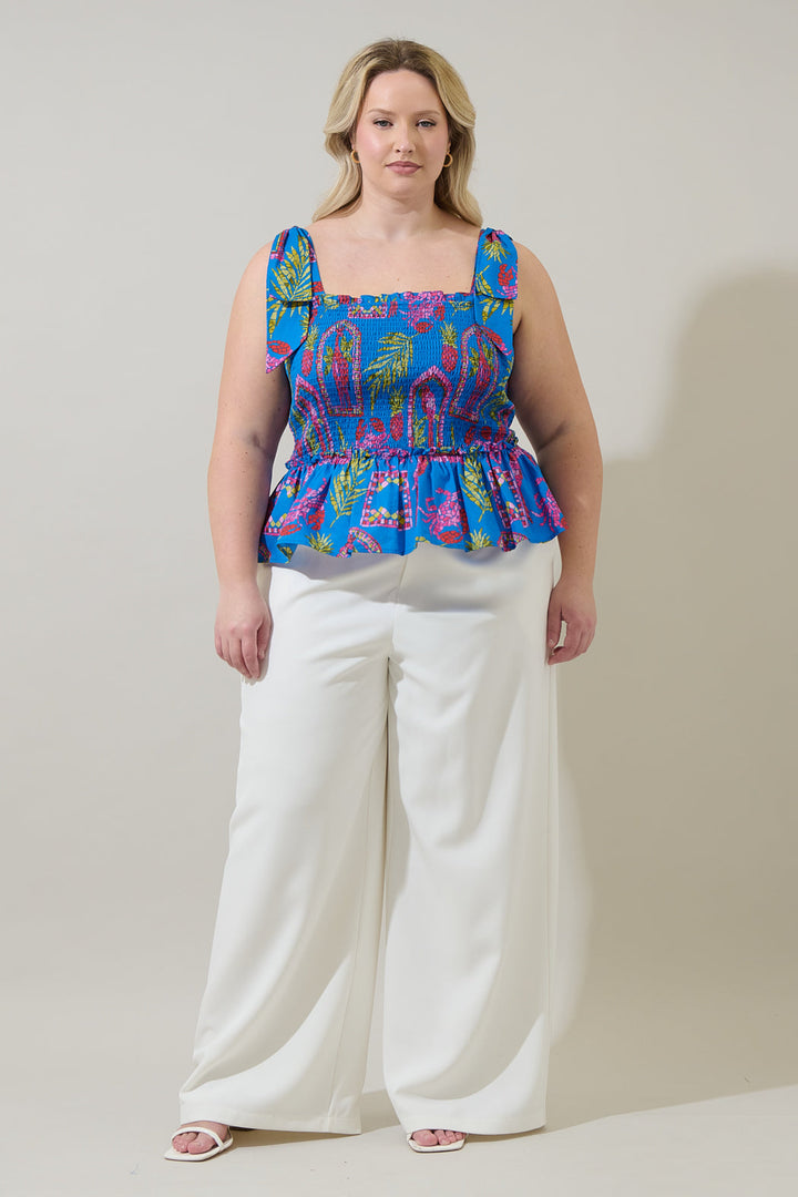 Bally Tropical Cazz Smocked Top Curve