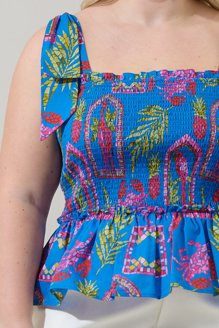 Bally Tropical Cazz Smocked Top Curve
