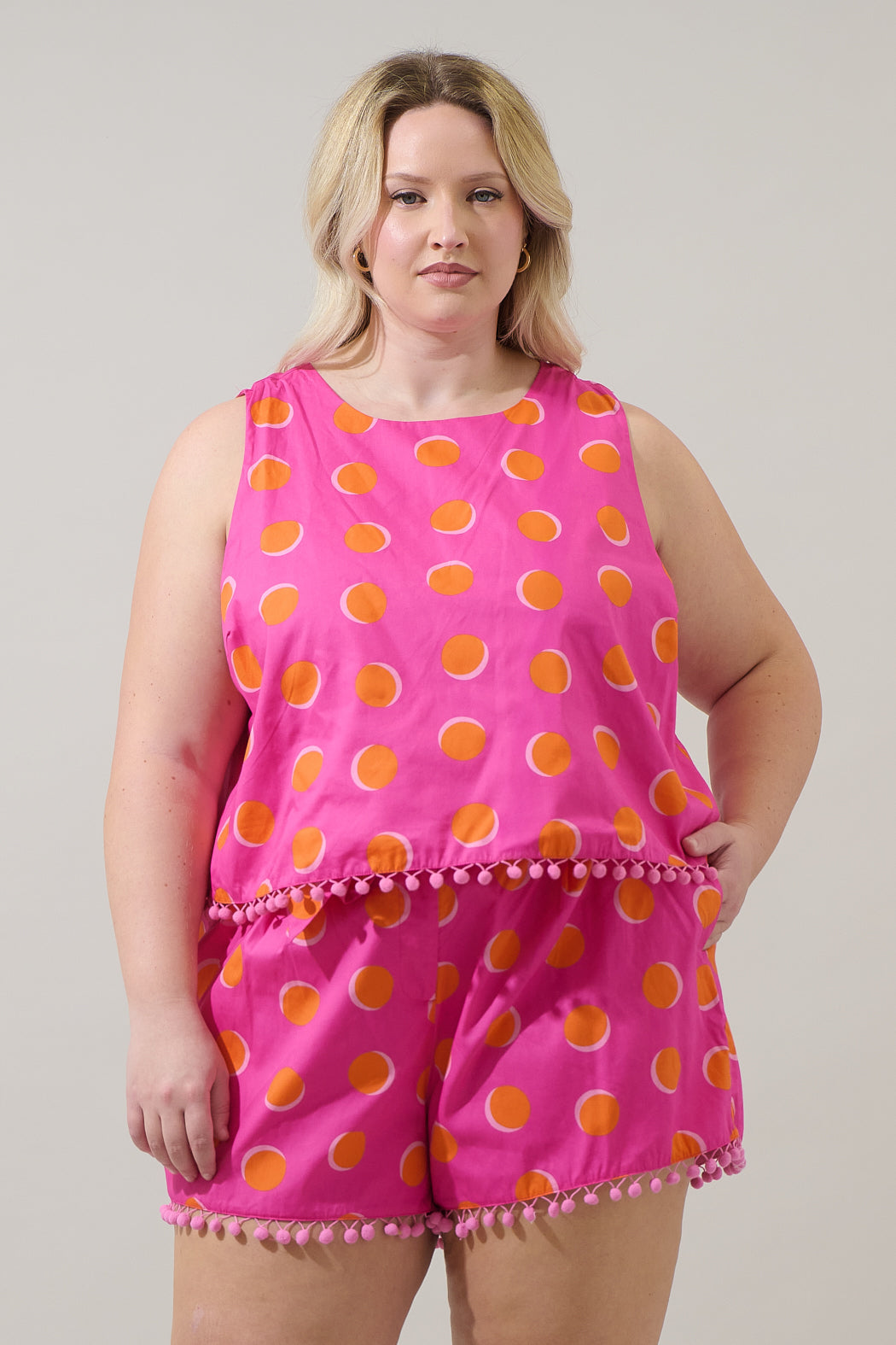 Rosy Polka Dot Taisy Sleeveless Top Curve