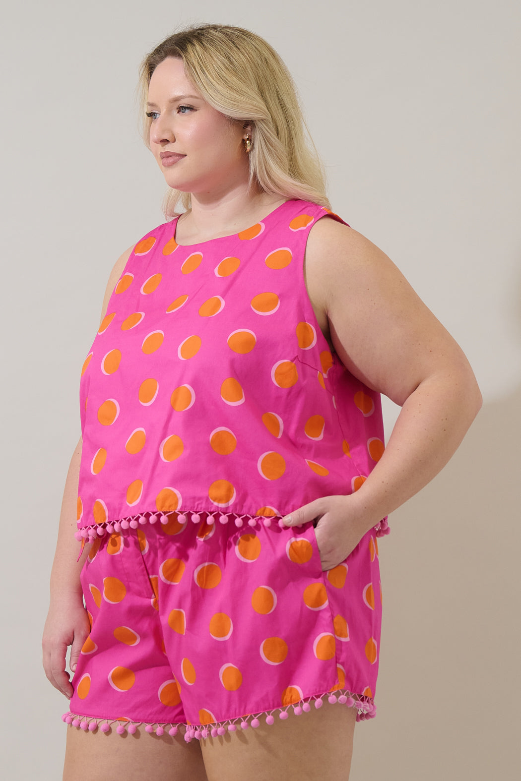 Rosy Polka Dot Taisy Sleeveless Top Curve