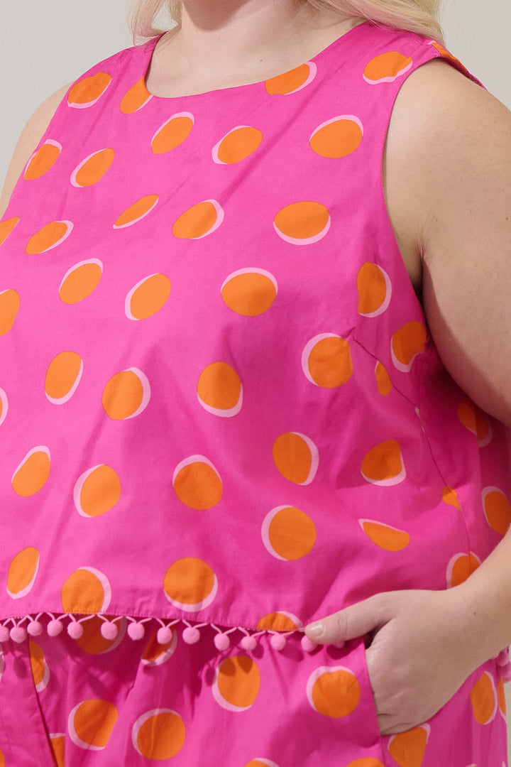 Rosy Polka Dot Taisy Sleeveless Top Curve