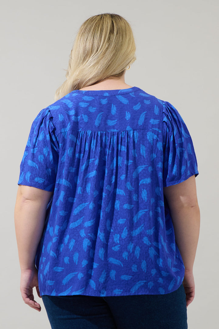 Darya Strokes Ferma Split Neck Top Curve