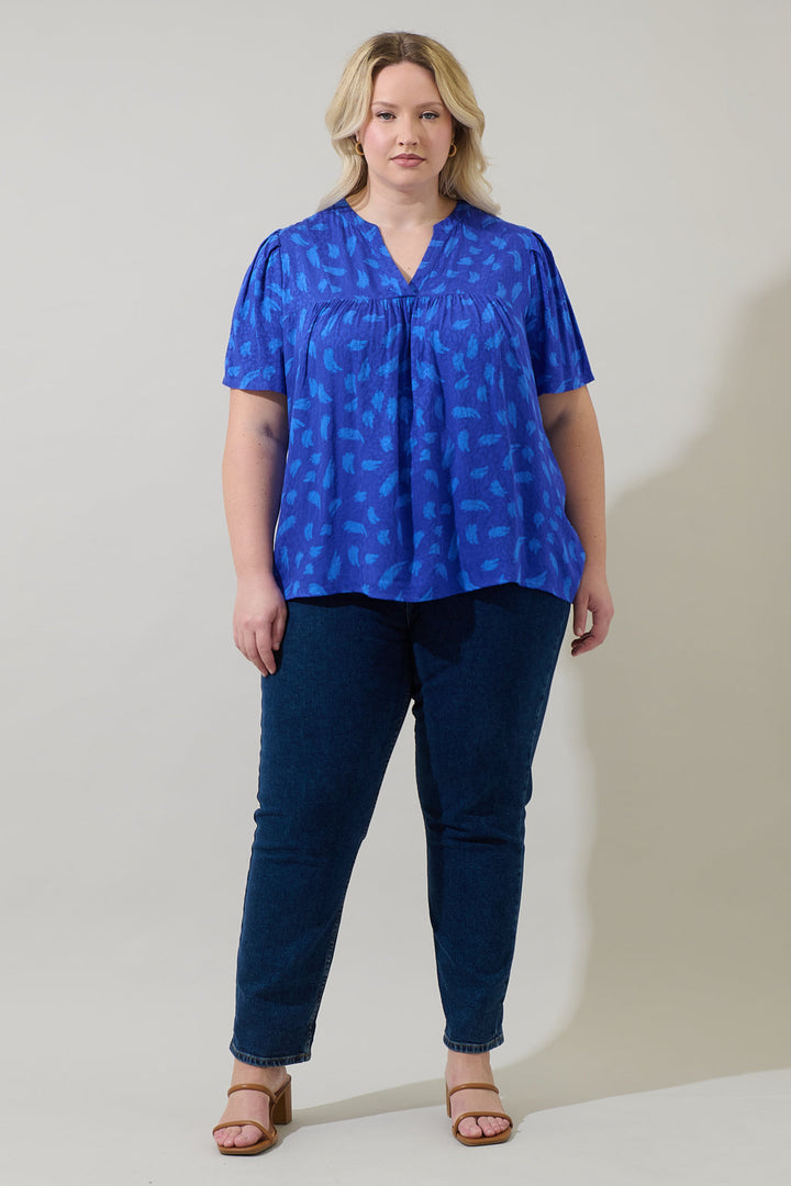 Darya Strokes Ferma Split Neck Top Curve