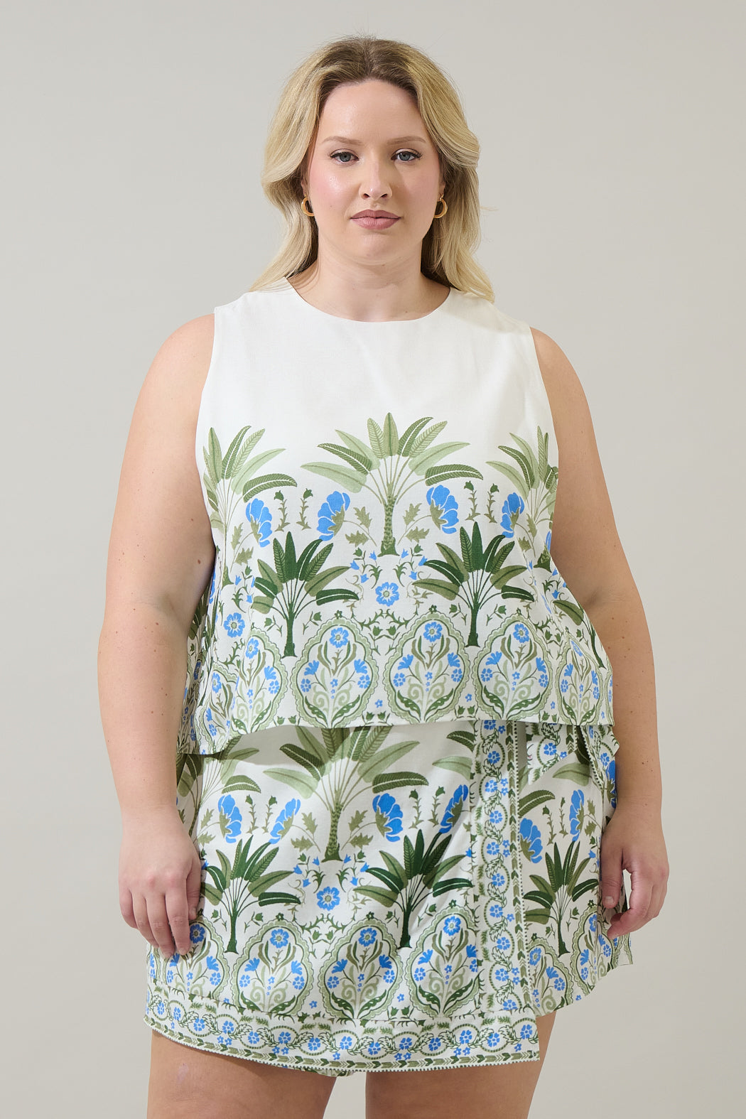 Senara Floral Lisha Sleeveless Tank Top Curve