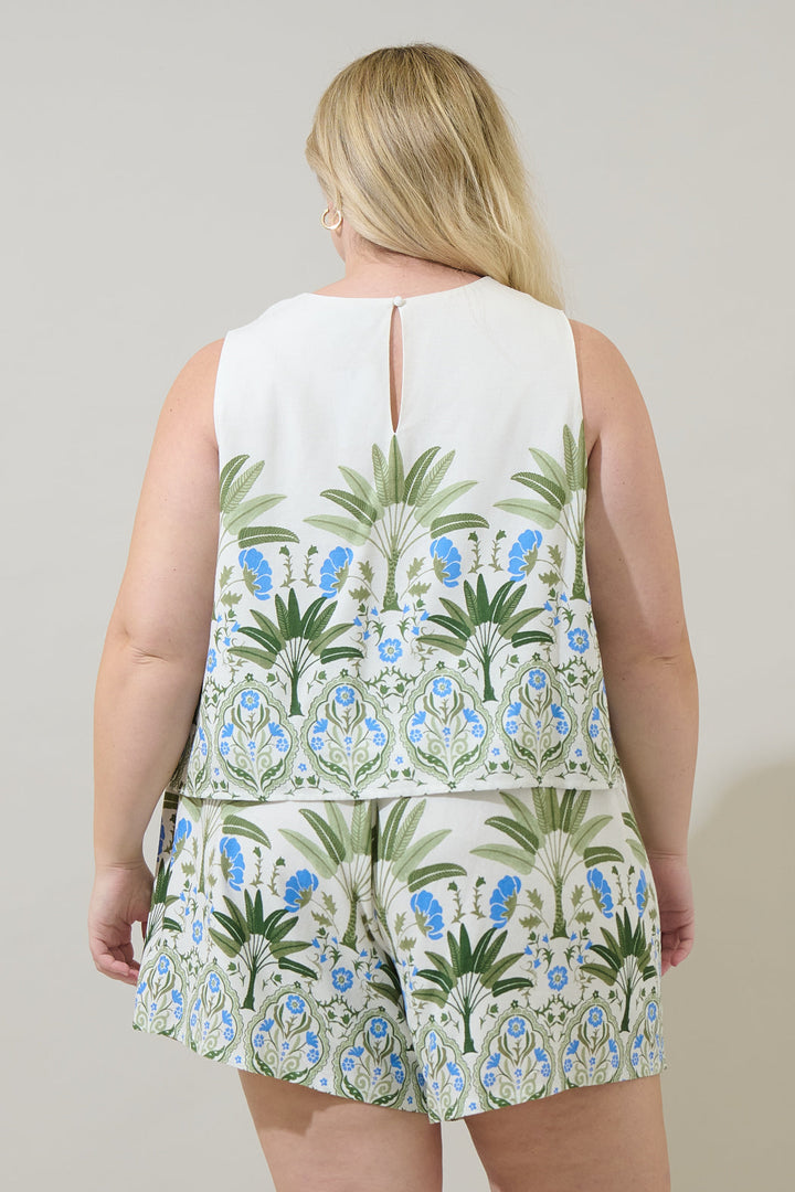 Senara Floral Lisha Sleeveless Tank Top Curve