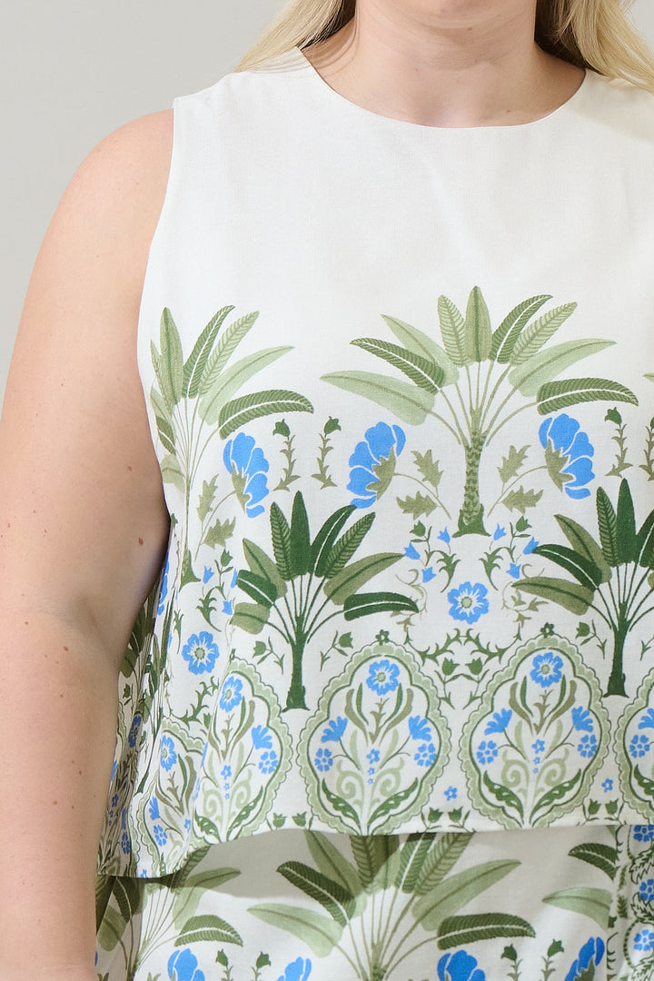 Senara Floral Lisha Sleeveless Tank Top Curve