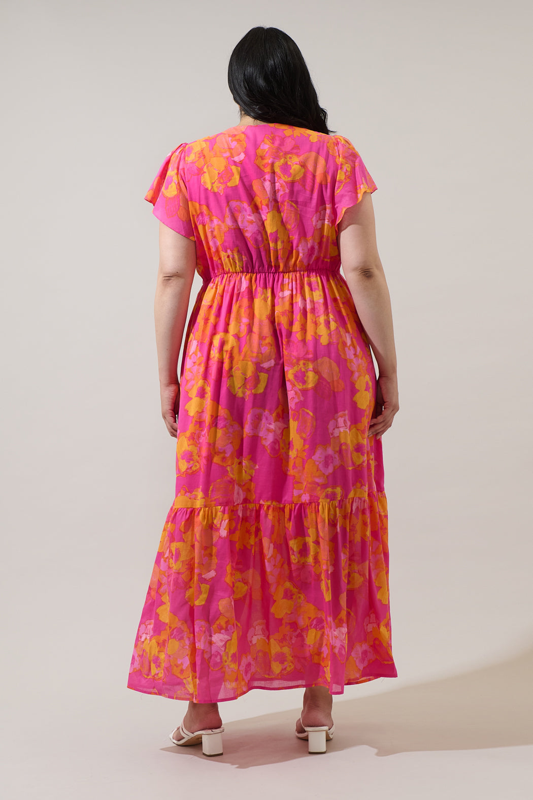 Elaris Floral Blissa Button Midi Dress Curve