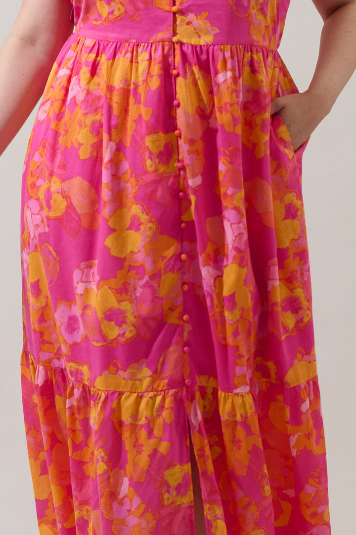 Elaris Floral Blissa Button Midi Dress Curve