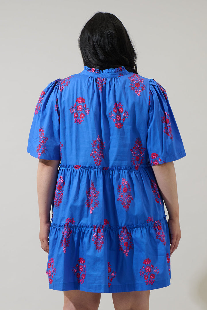 Shayna Floral Dixie Split Neck Shift Dress Curve