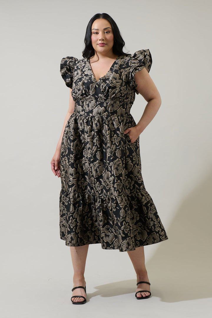 Lyla Jacquard Zayla Midi Dress Curve