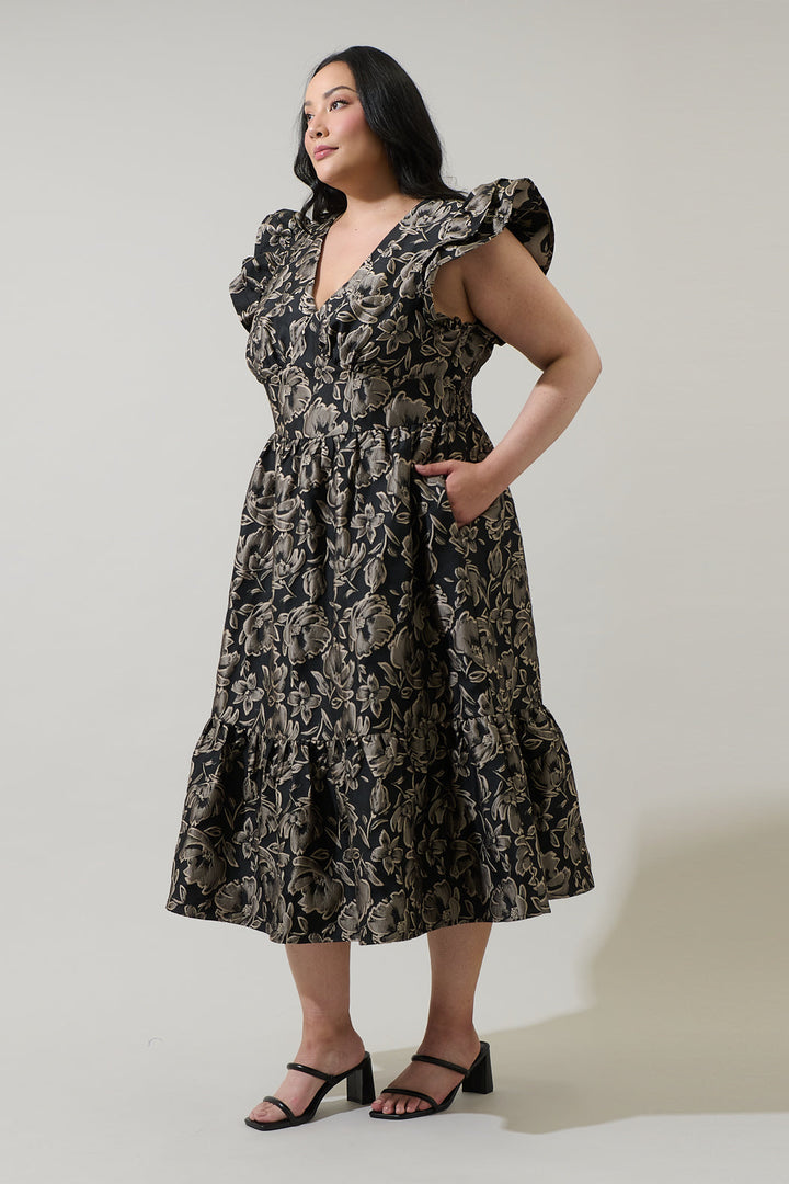 Lyla Jacquard Zayla Midi Dress Curve