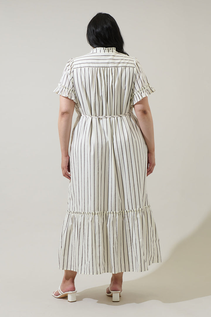 Kamara Striped Alna Button Up Midi Dress Curve