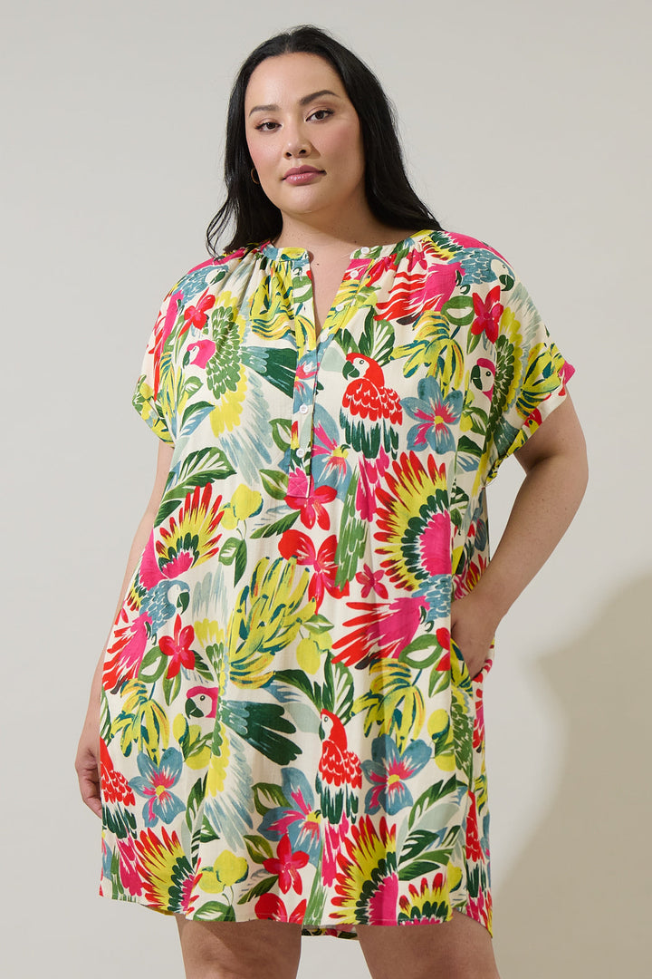 Wissa Tropical Jasla Shift Mini Dress Curve