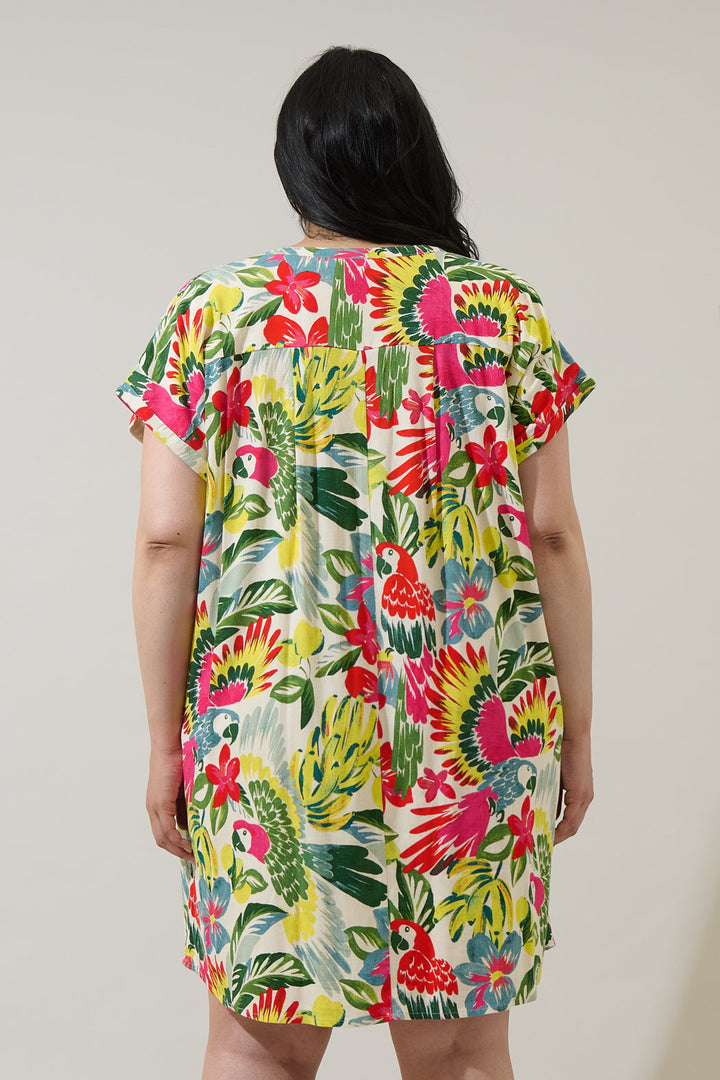 Wissa Tropical Jasla Shift Mini Dress Curve