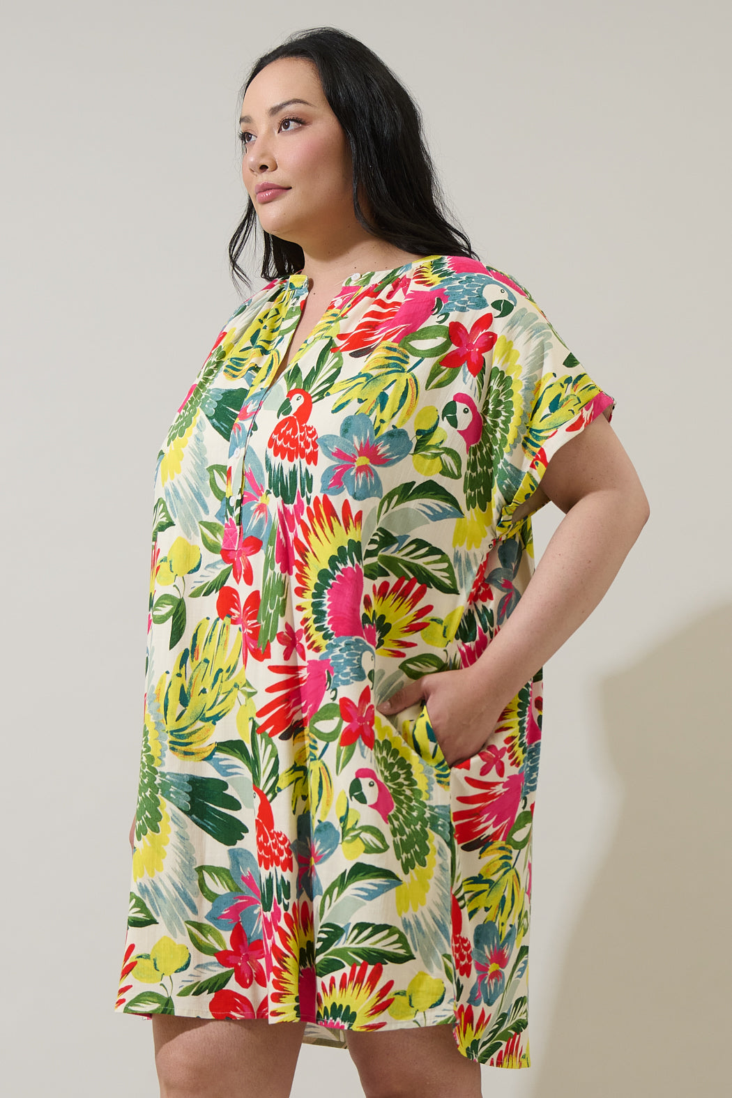 Wissa Tropical Jasla Shift Mini Dress Curve
