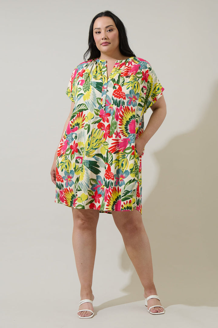 Wissa Tropical Jasla Shift Mini Dress Curve