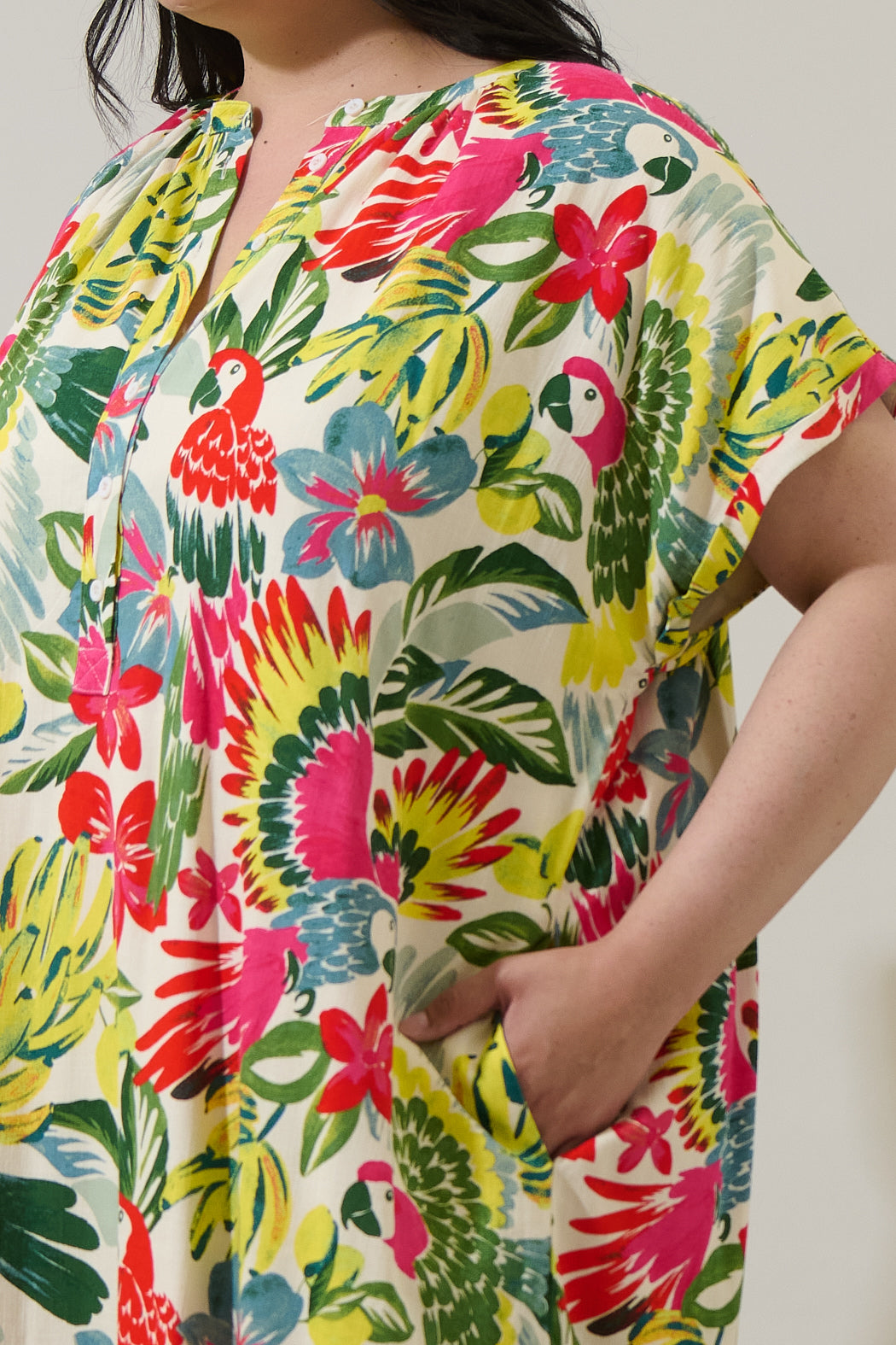 Wissa Tropical Jasla Shift Mini Dress Curve