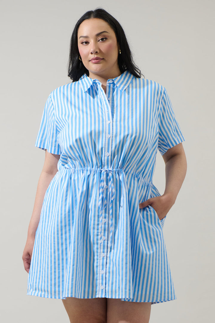 Saida Striped Kenda Shift Mini Dress Curve