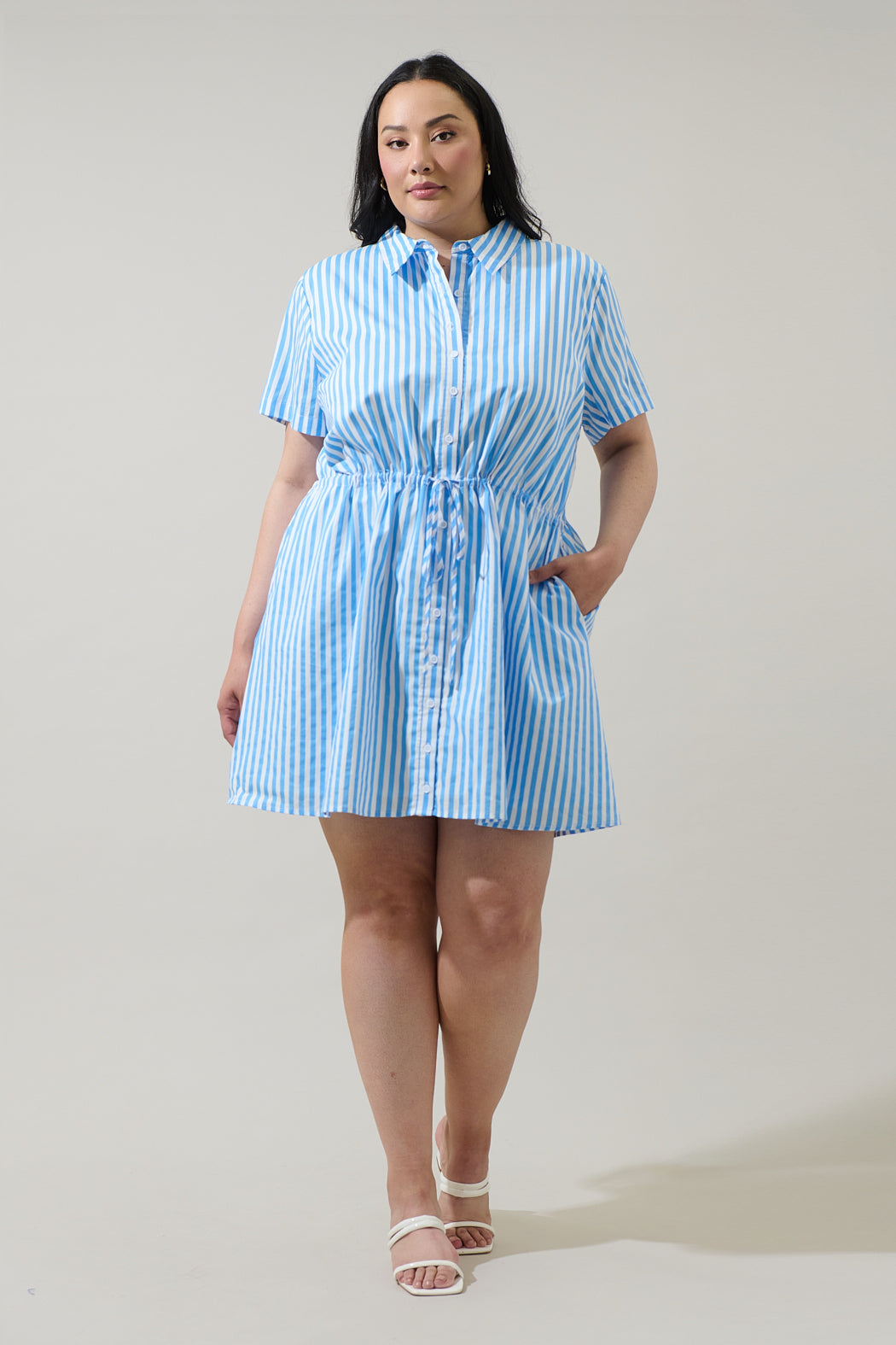 Saida Striped Kenda Shift Mini Dress Curve