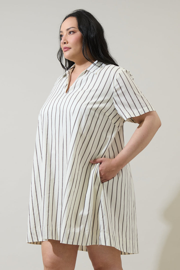 Kamara Striped Ivina Collared Mini Dress Curve