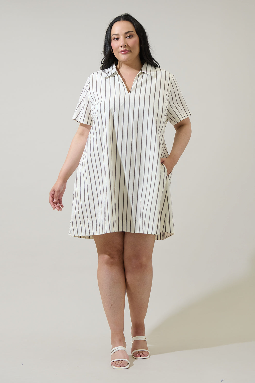 Kamara Striped Ivina Collared Mini Dress Curve