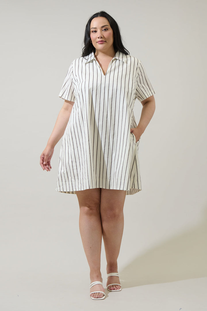 Kamara Striped Ivina Collared Mini Dress Curve