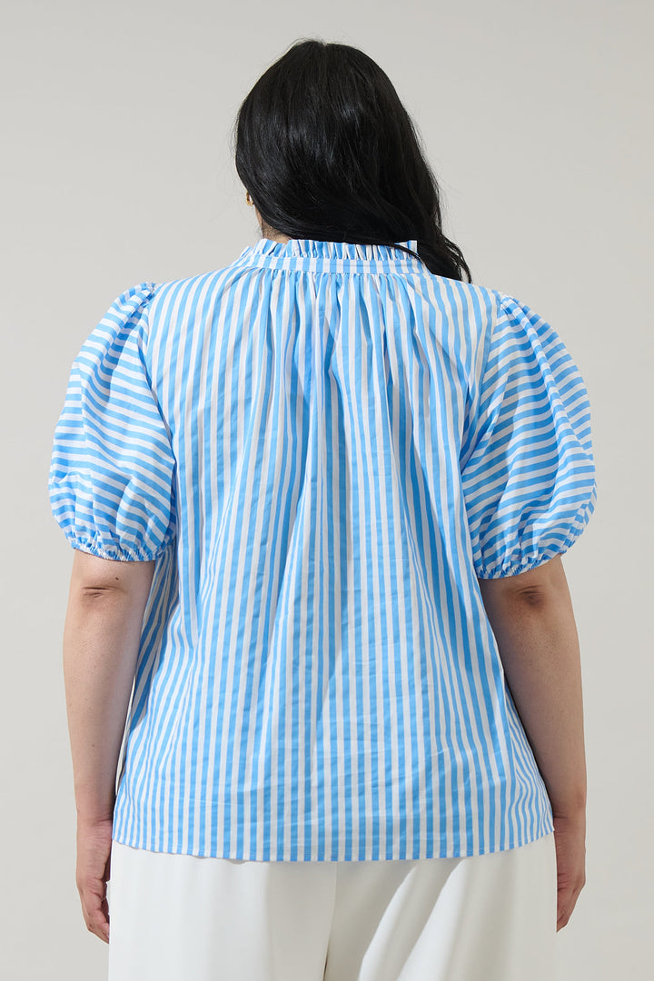 Saida Striped Josy Puff Sleeve Top Curve