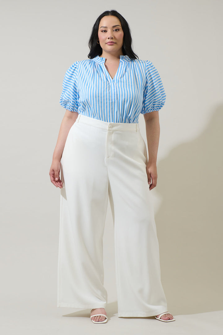 Saida Striped Josy Puff Sleeve Top Curve