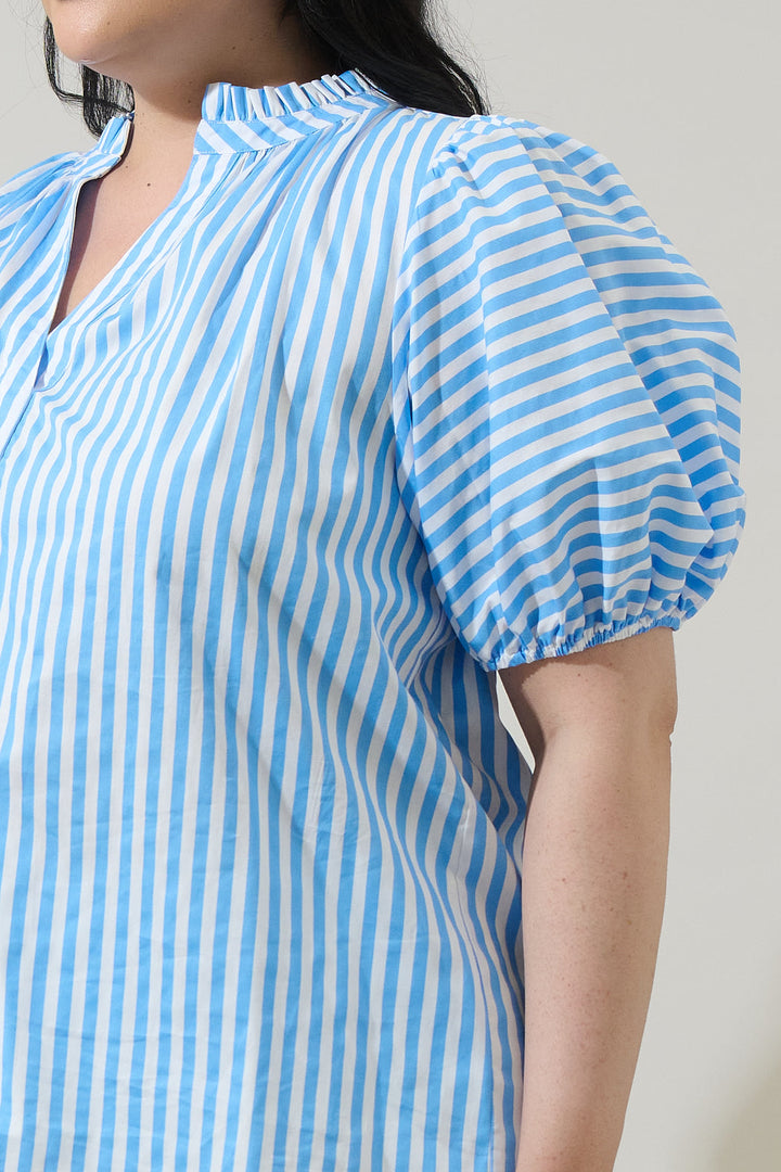 Saida Striped Josy Puff Sleeve Top Curve